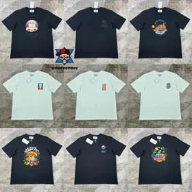 Casablanca   Printed loose men's and women's short-sleeved T-shirt-2017  