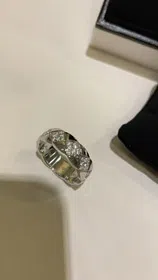 Chanel diamond pattern white gold ring-3753  