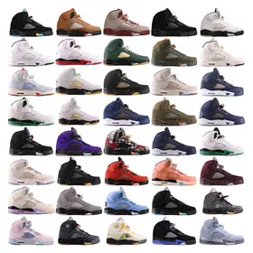 Nike Air Jordan 5 oil grey 3m leather mid-top retro basketball shoes-2988  