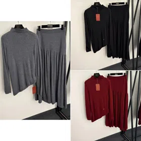 Loro Piana new wool knit set with irregular slanted hem-5384  