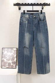 Balenciaga vintage-style new ripped and washed loose wide-leg jeans-5432  
