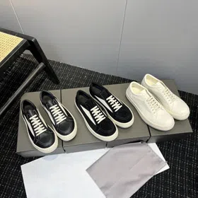 Rick Owens platform black and white lace-up low-top shoes-5716  