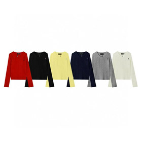 Polo Ralph Lauren V-neck cable knit sweater top-6301  